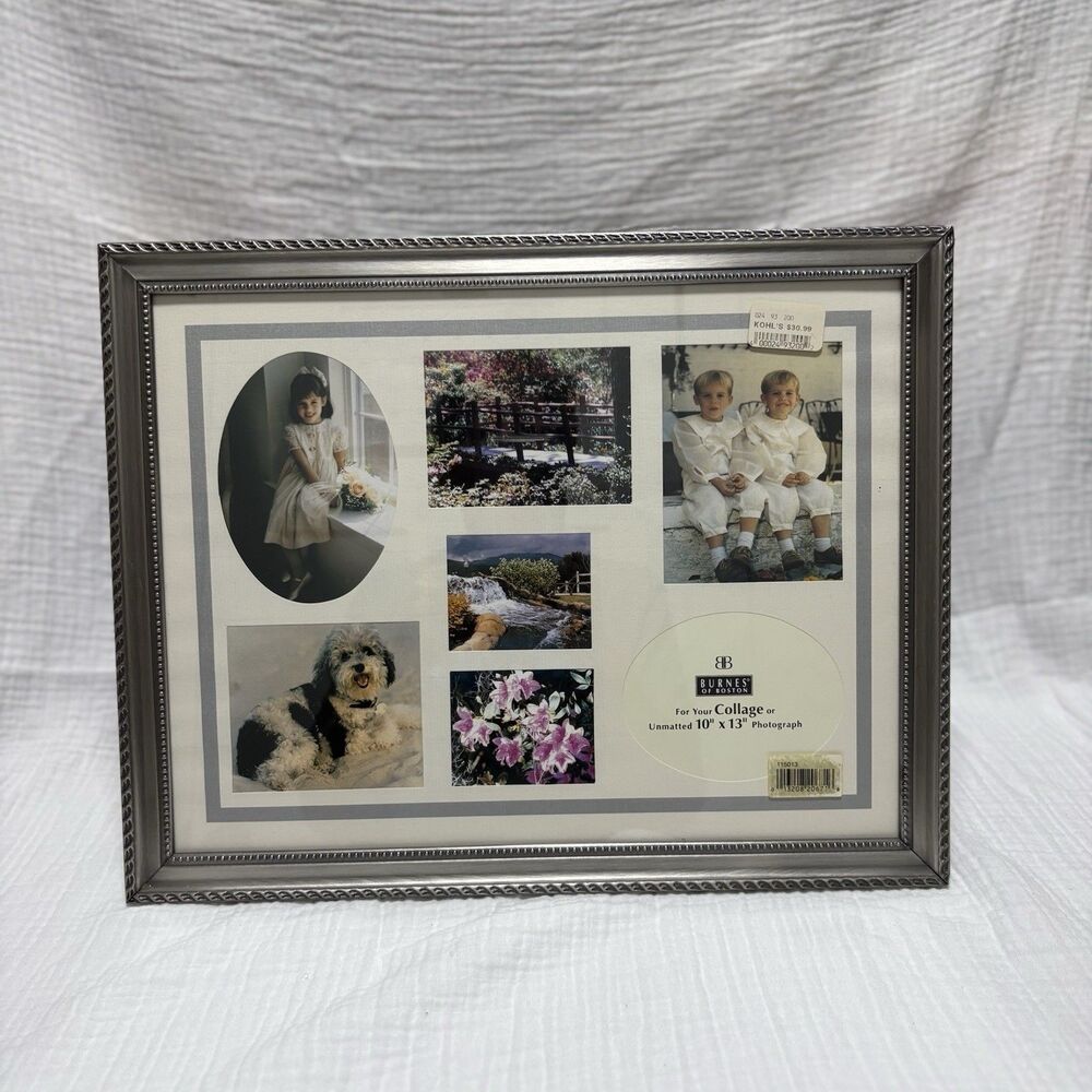 Vintage 1997 Burnes of Boston Silver Memories Photo Collage Frame 10 X 13